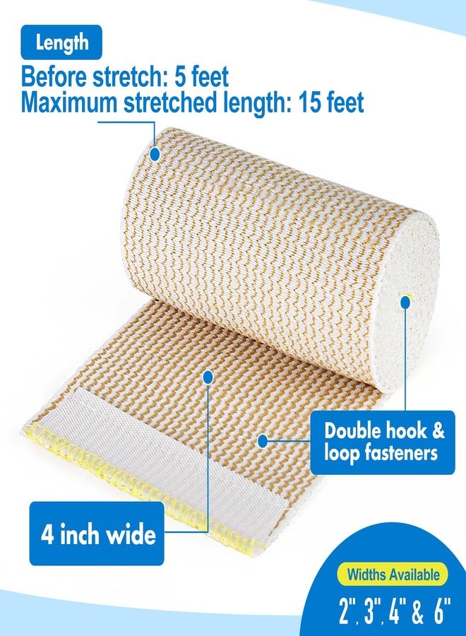 LotFancy Elastic Bandage Wrap, 4 Pack 4 Inch Cotton Compression Bandage, Self Closure on Both Ends, Medical Wrap for Ankle, Knee, Legs, Foot, Wrists, Support & First Aid for Injury Recovery, Sports - Image 2